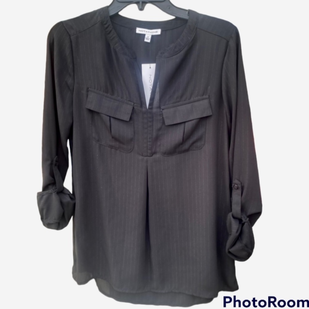 Notations Black Blouse Size Small NEW